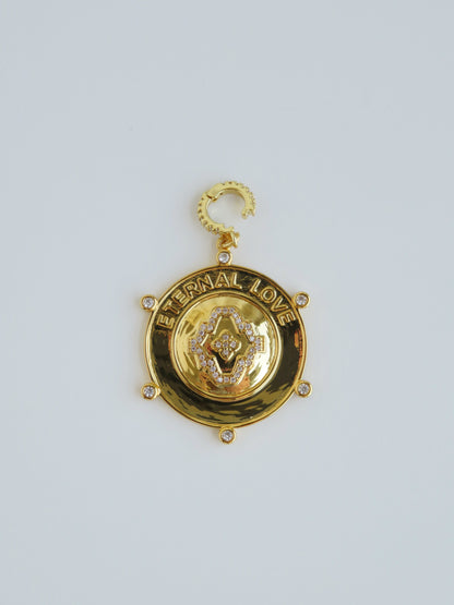 Eternal Love Hinged Clasp Medallion - 14k Gold Plated - trademark design
