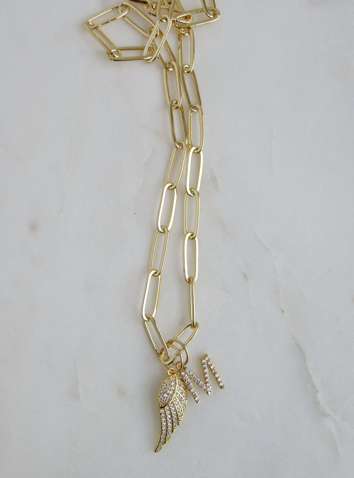 Divine Guidance Angel Wing Initial Necklace