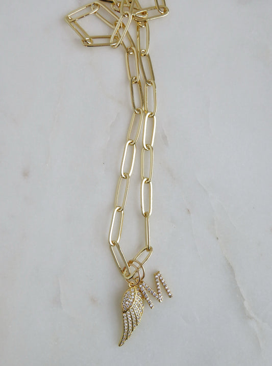 Divine Guidance Angel Wing Initial Necklace