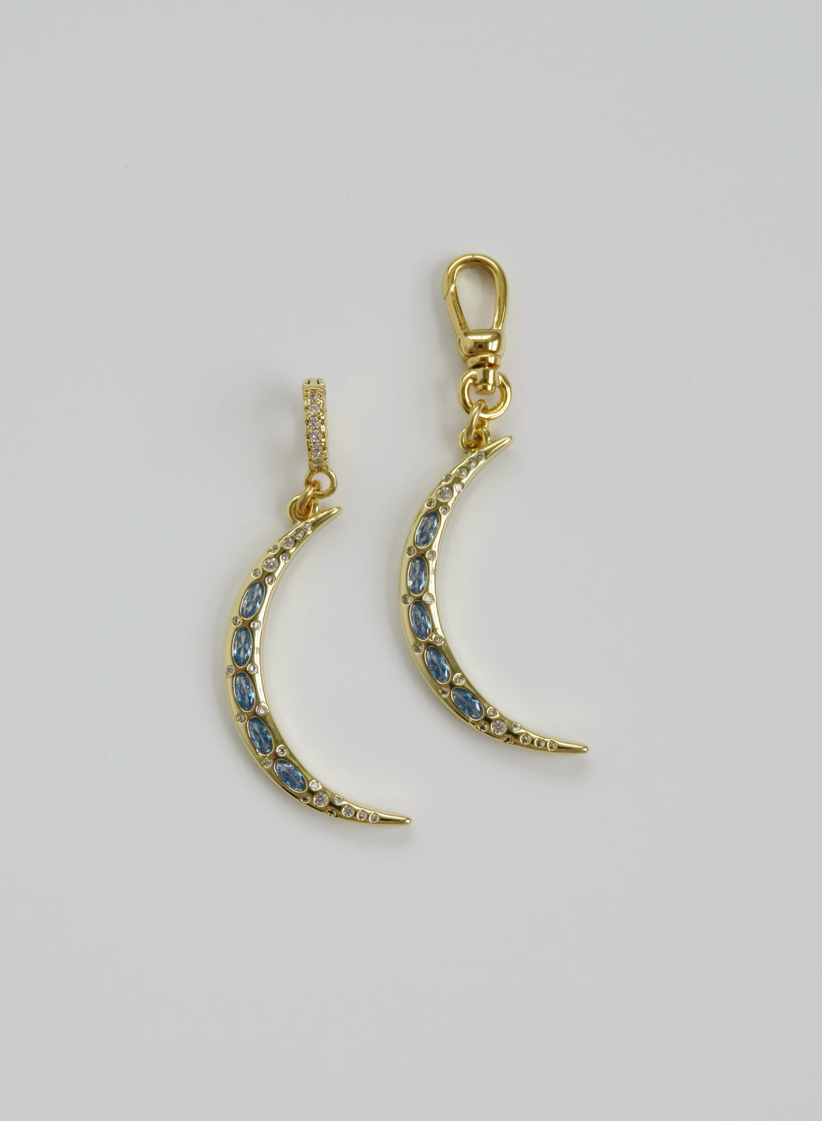 Sky Blue Crescent Moon Charm on Clasp