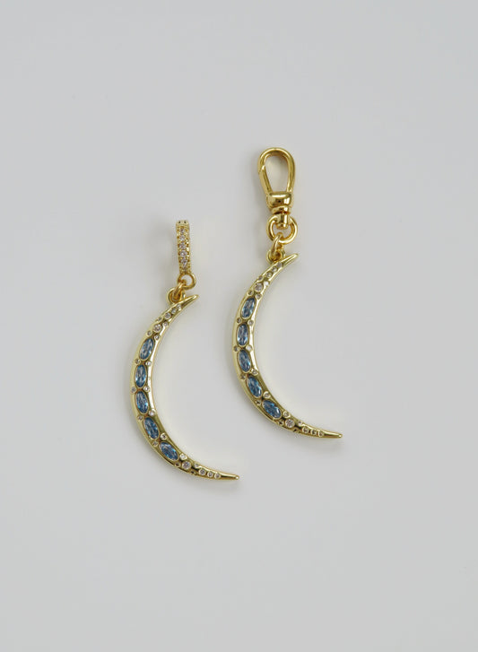 Sky Blue Crescent Moon Charm on Clasp