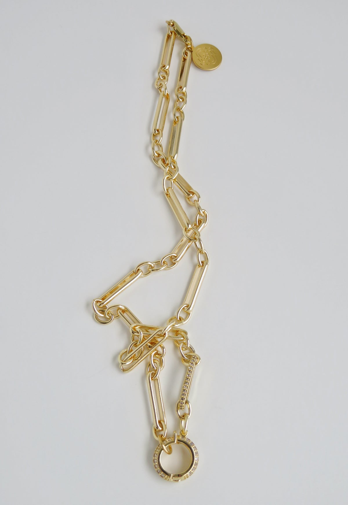 Diamond Figaro Charm Holder Necklace - Clicker Clasp - add charms