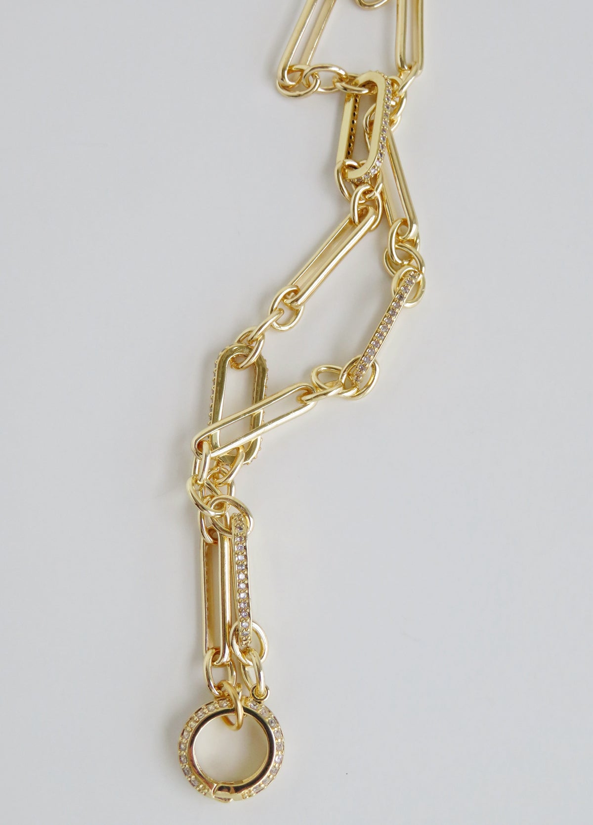 Diamond Figaro Charm Holder Necklace - Clicker Clasp - add charms
