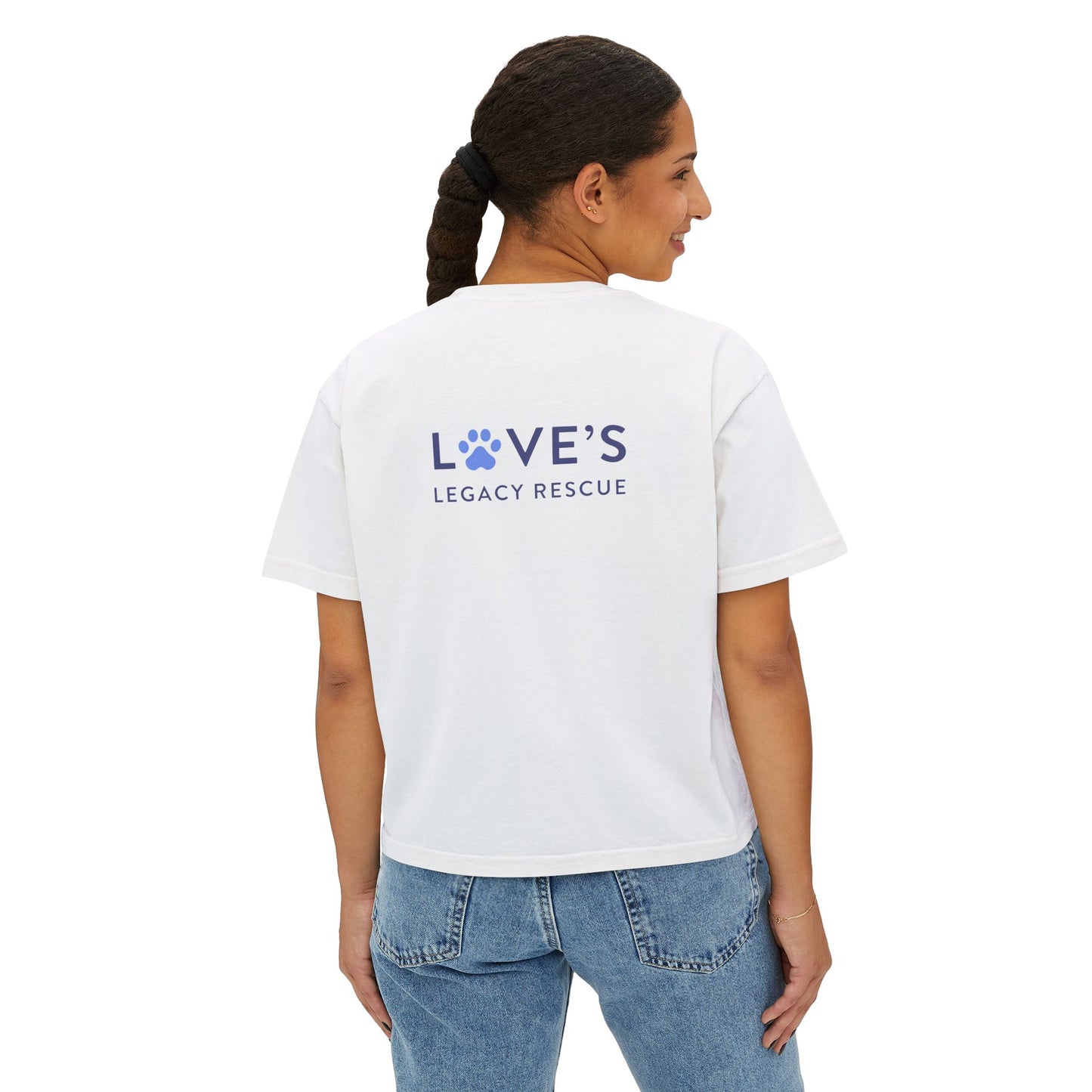 Bulldog Rescue Love Boxy Tee — Women's Rescue Dog Adoption Shirt