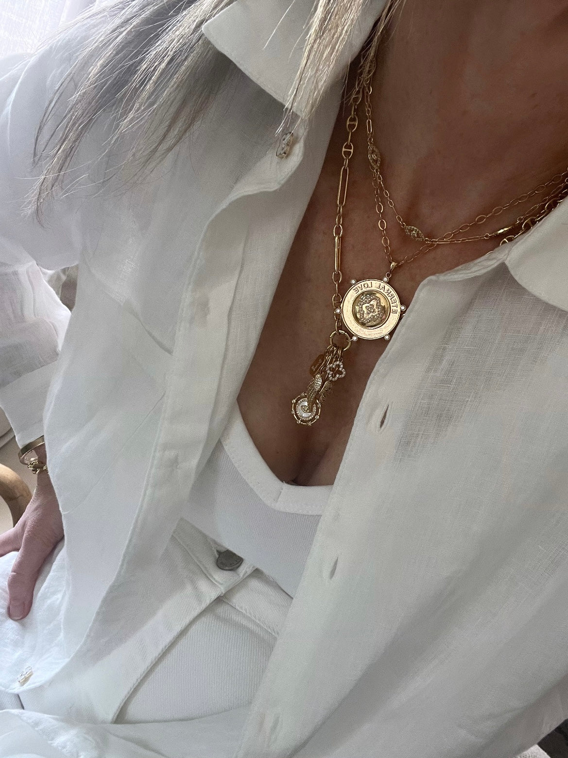 Love & Divine Guidance Charm Cluster Necklace - Sanxenxo Link