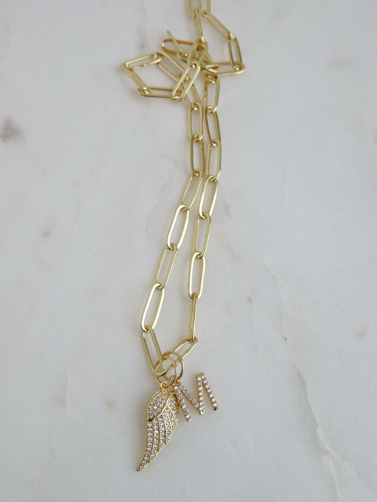 Divine Guidance Angel Wing Initial Necklace