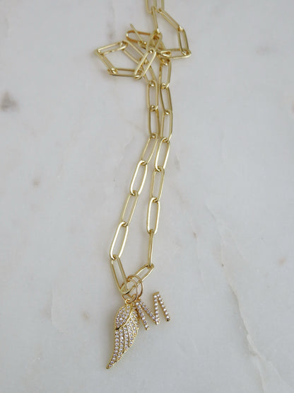 Divine Guidance Angel Wing Initial Necklace