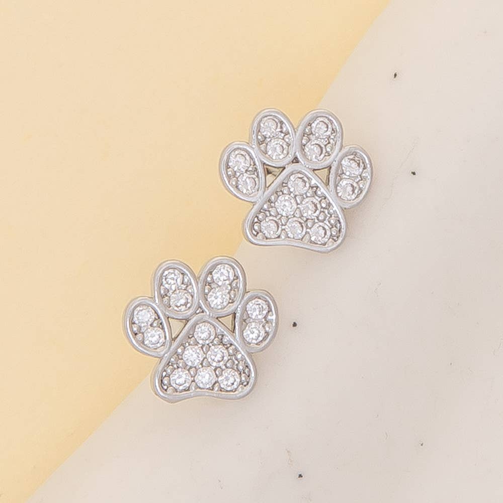 Pave Paw Stud Earrings: Gold