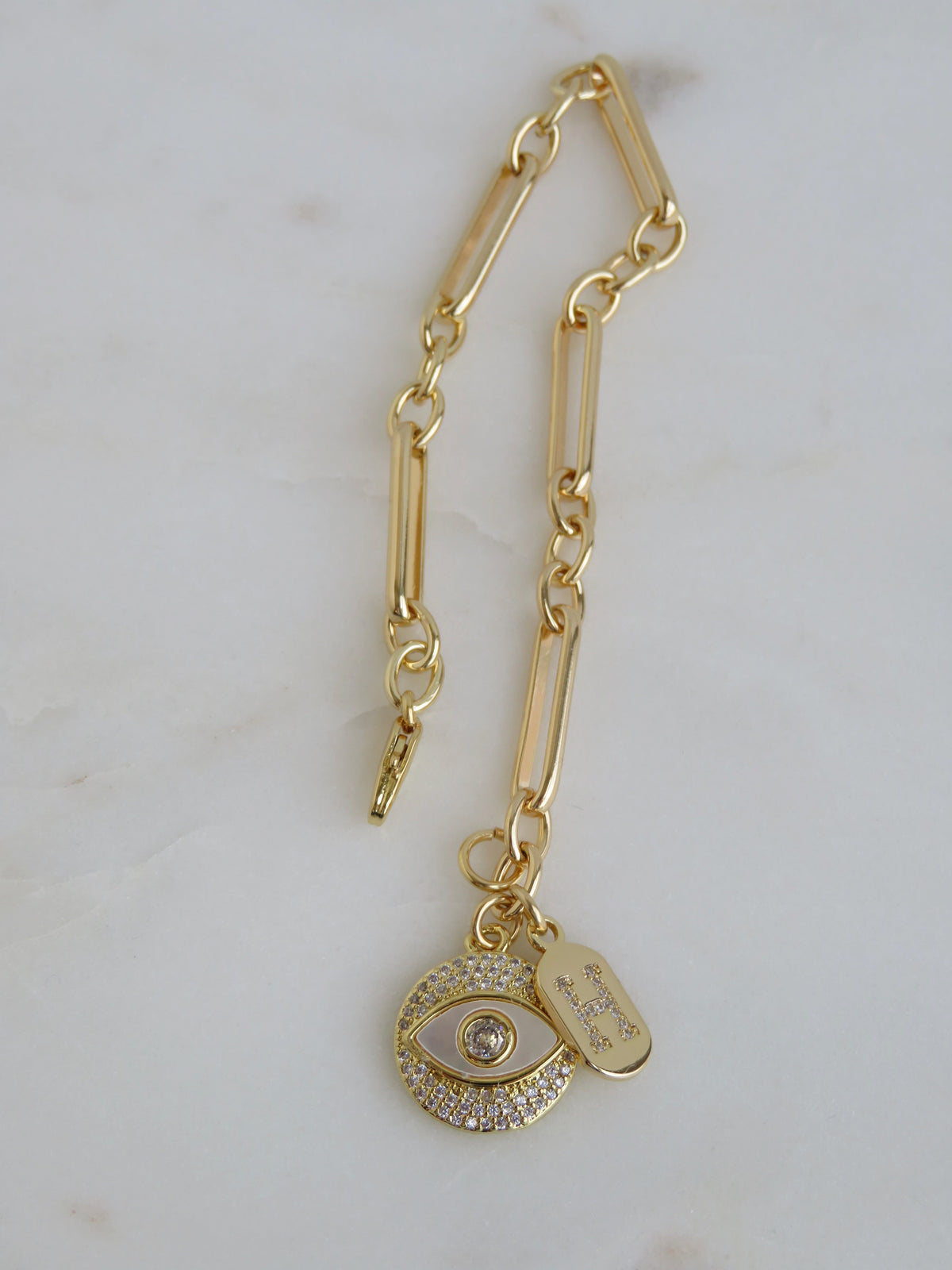 Perla Evil Eye & Initial Bracelet