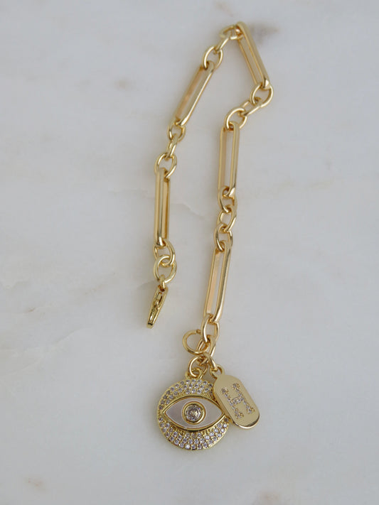 Perla Evil Eye & Initial Bracelet