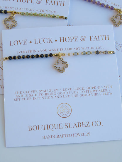 Love. Luck. Hope. Faith - Kira Clover Bracelet