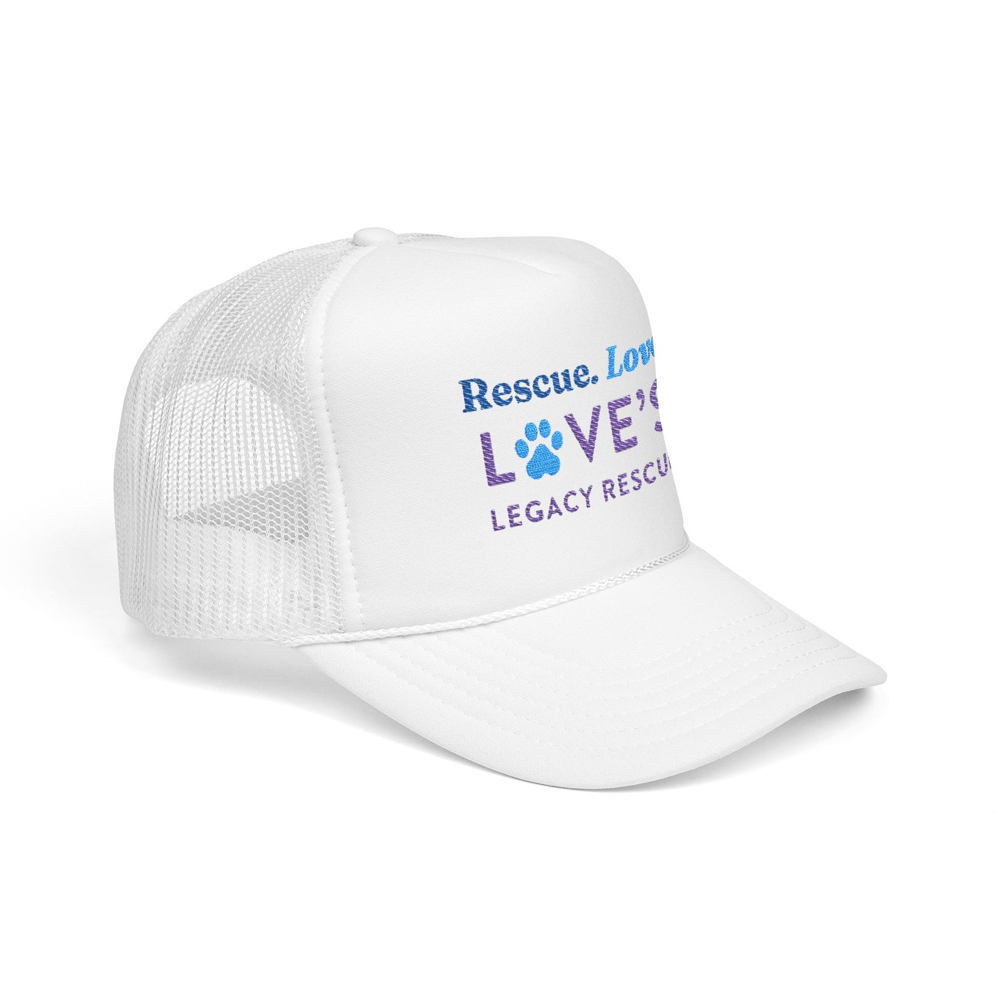 Rescue Love Legacy Rescue Foam Trucker Hat — Paw Print Pet Rescue Cap