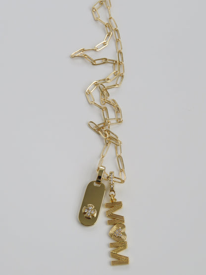 Small 16k Paperclip Link Necklace - add hinged clasp charms