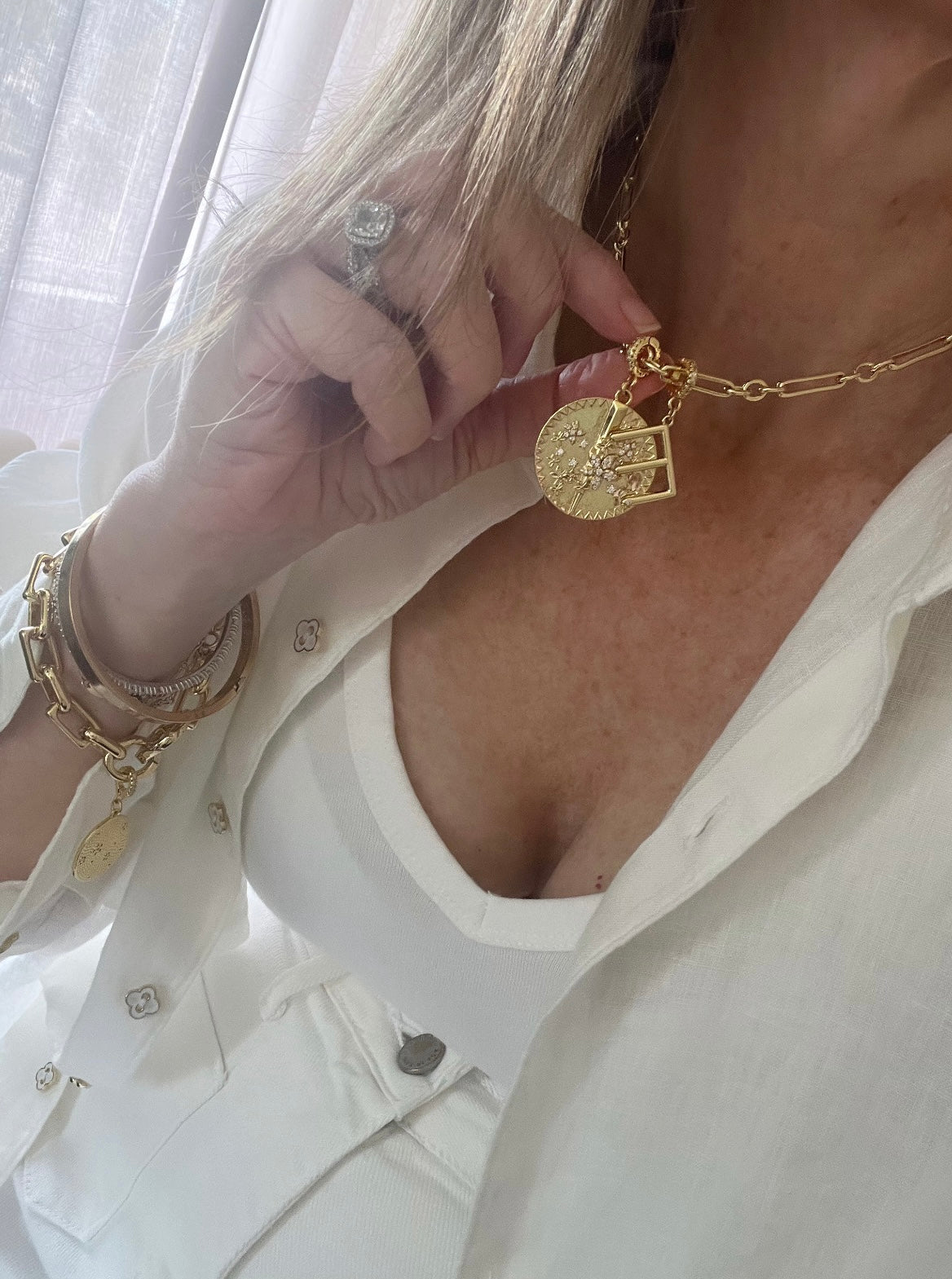 Renew & Thrive Charm on Diamond Hinged Clasp - Flower