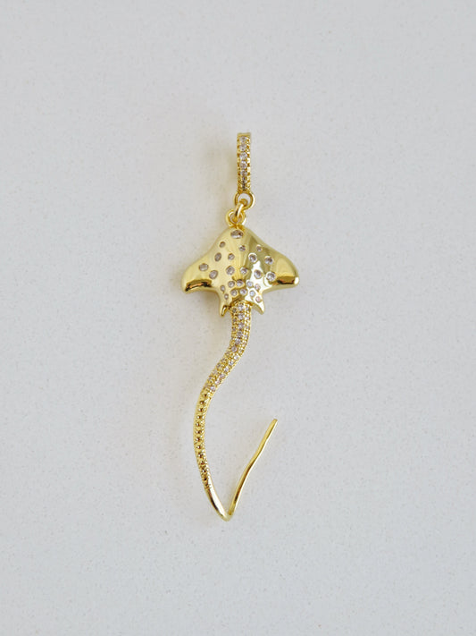 Diamond Manta Ray Charm on Diamond Hinged Clasp