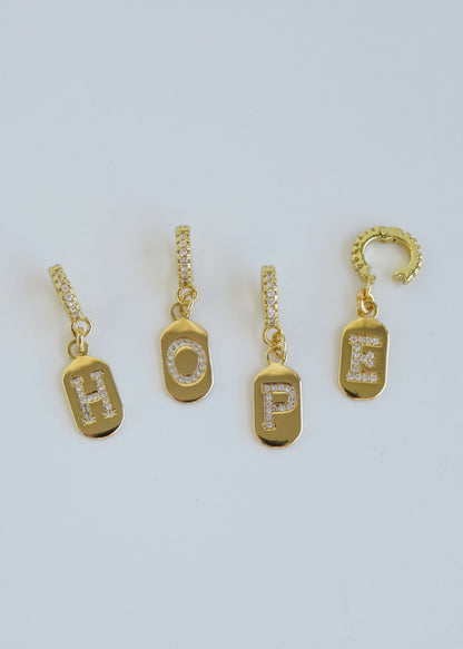 Diamond Initial Tag Charm with Diamond Clasp
