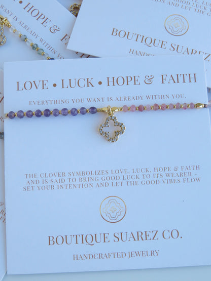 Love. Luck. Hope. Faith - Kira Clover Bracelet