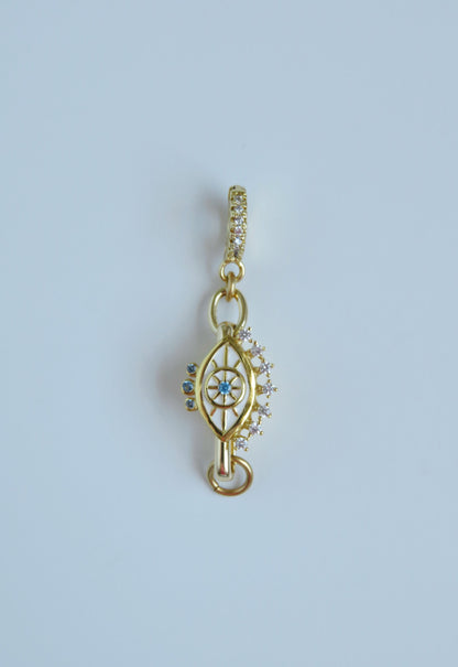 Evil Eye Hinged Clasp Lariat Chain - Figaro Link - add a charm