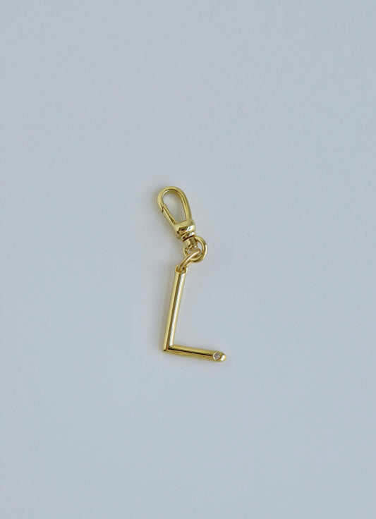 Slender Initial with Diamond - Clasp Charm