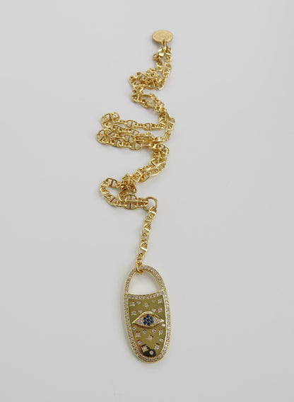 Oval Evil Eye Protection Necklace