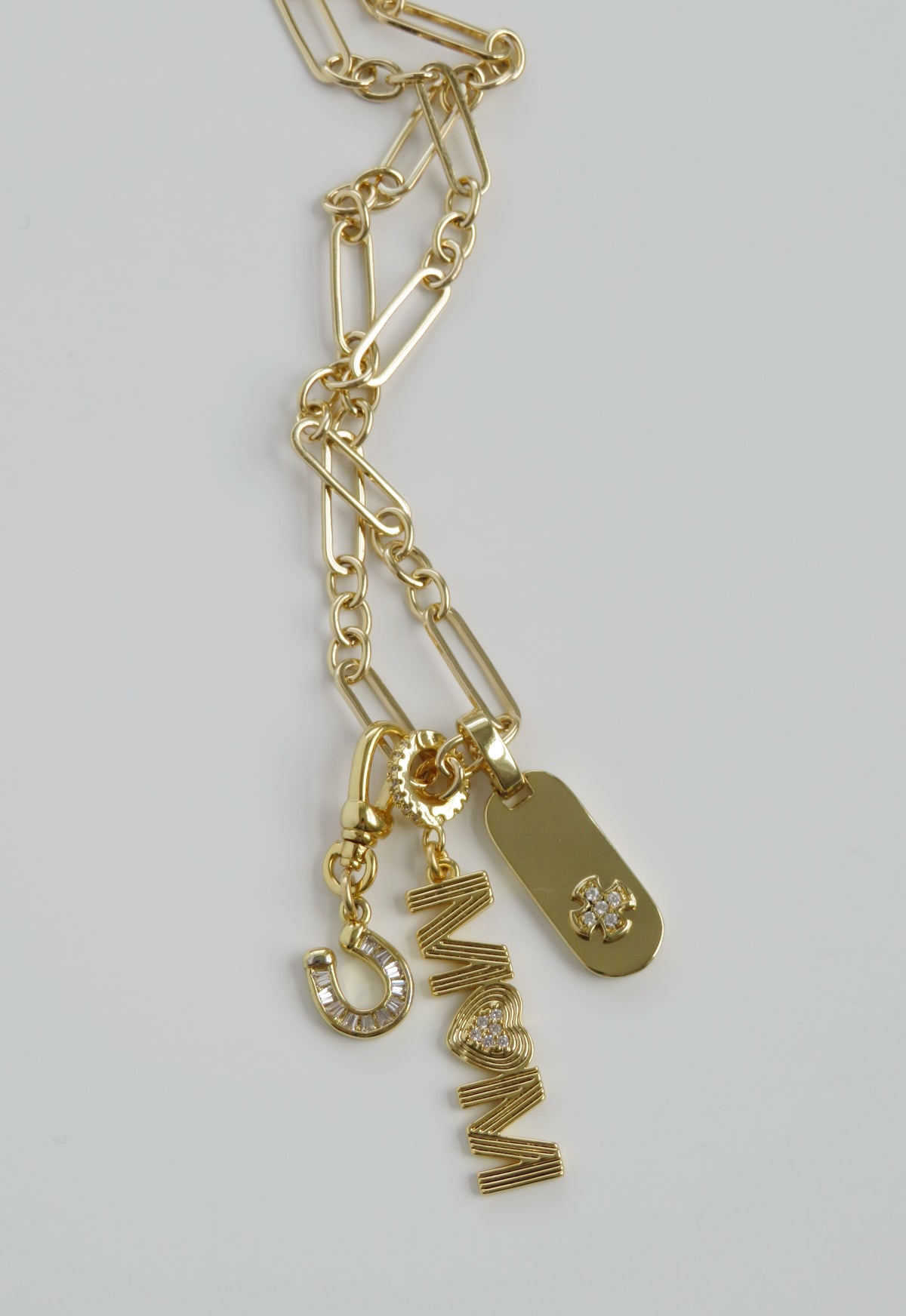 Small Mixed Link Figaro Necklace - add hinged clasp charms