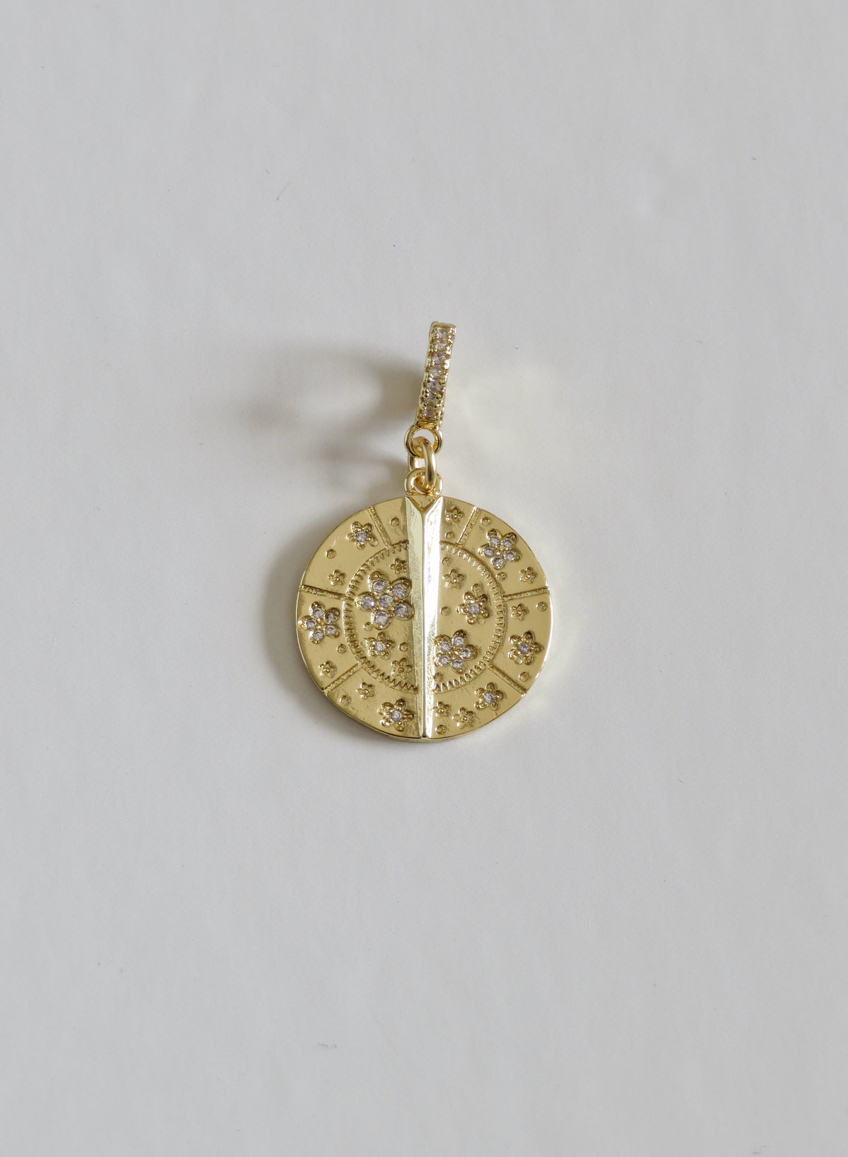 Blossoms with Thorn Sundial Charm on Diamond Hinged Clasp