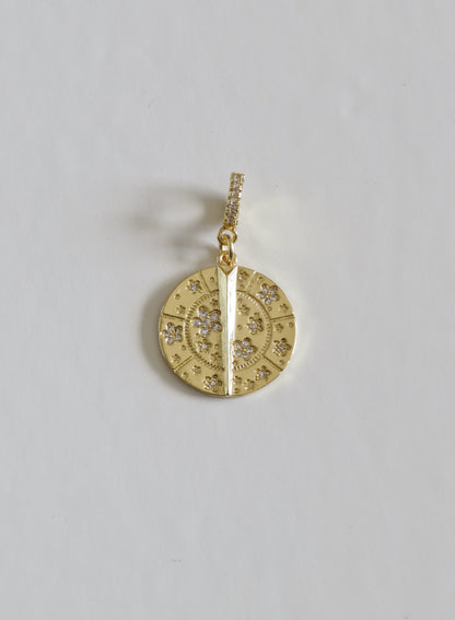 Blossoms with Thorn Sundial Charm on Diamond Hinged Clasp