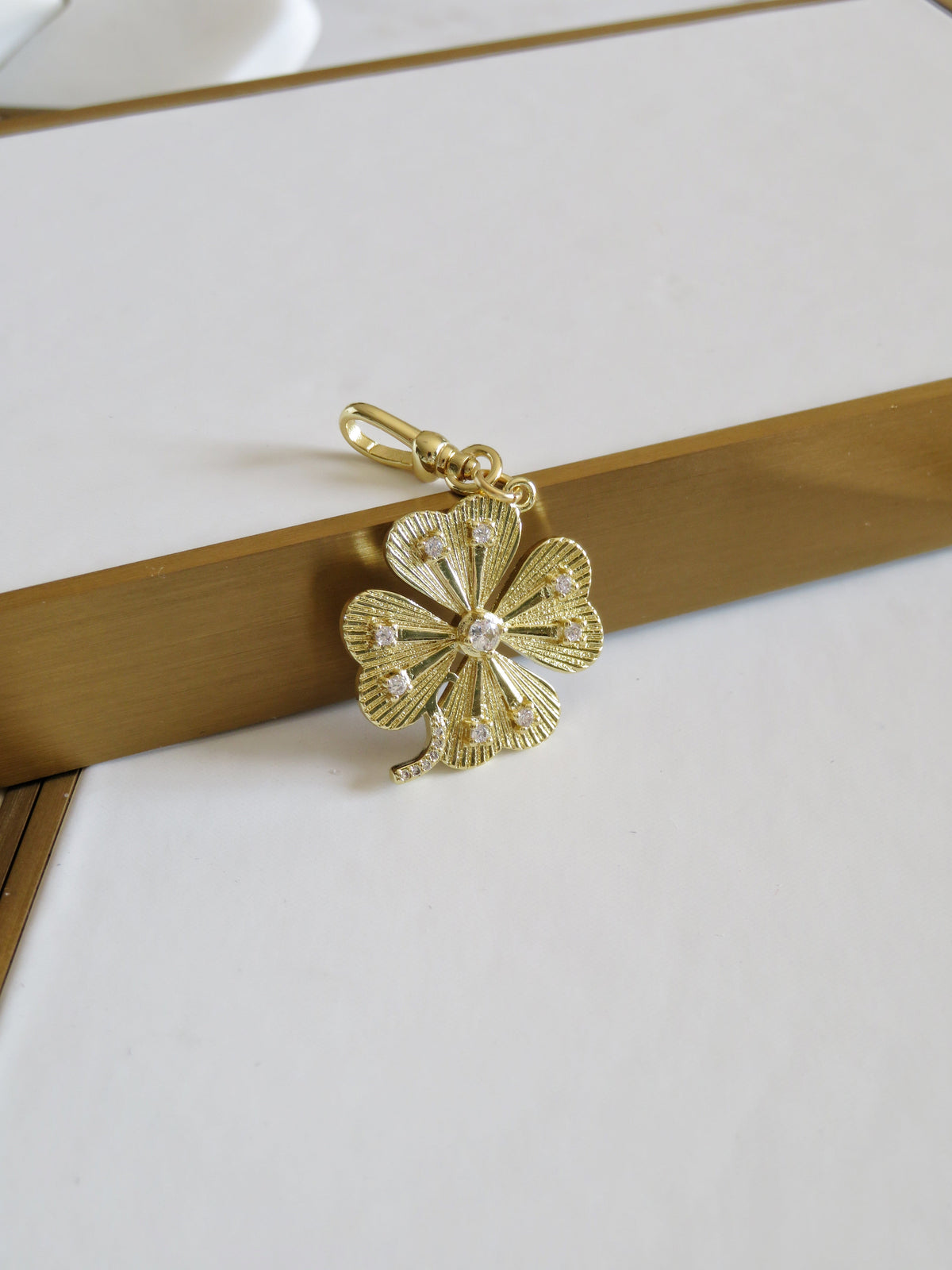 Diamond Clover Charm on Swivel Clasp