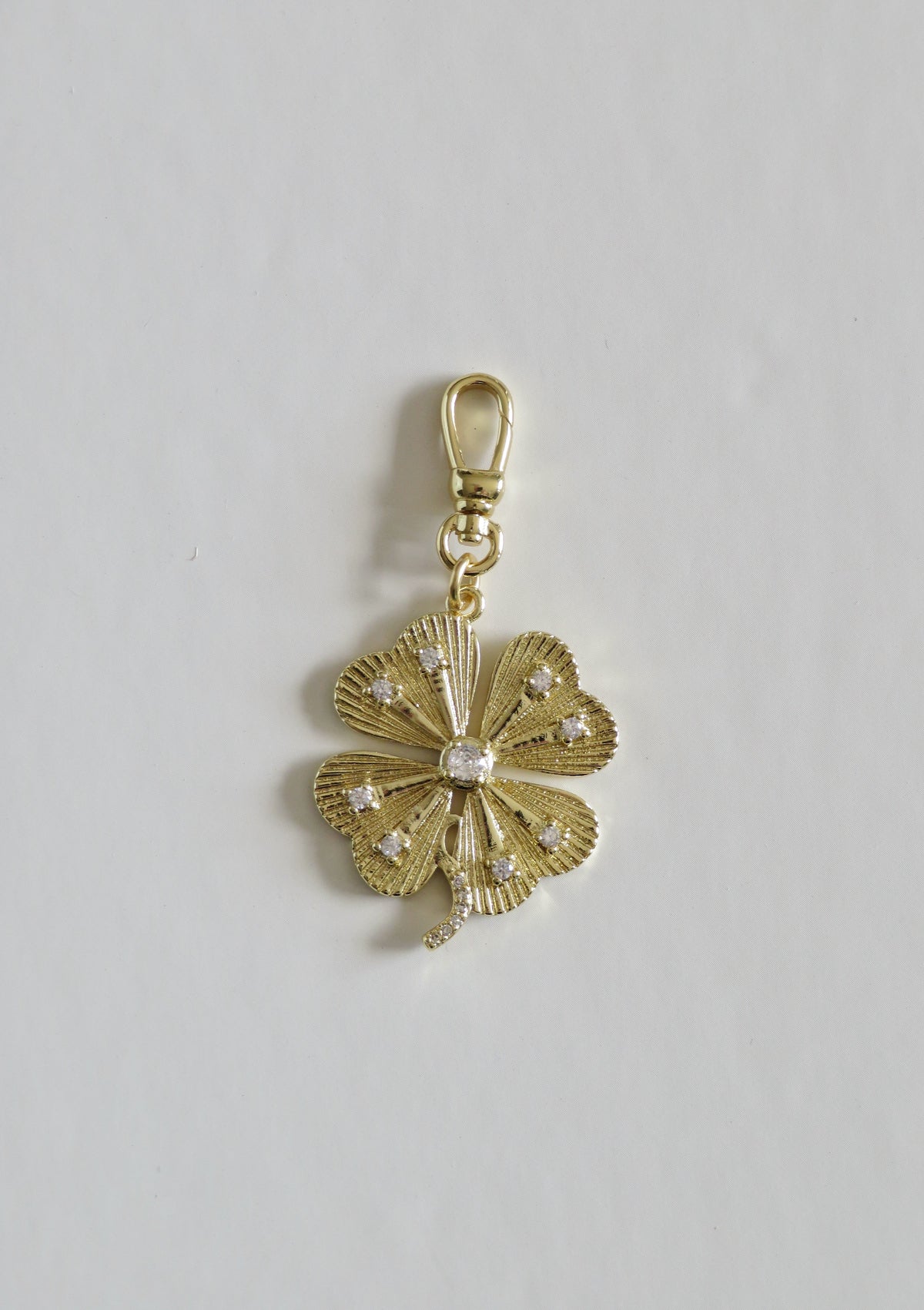 Diamond Clover Charm on Swivel Clasp