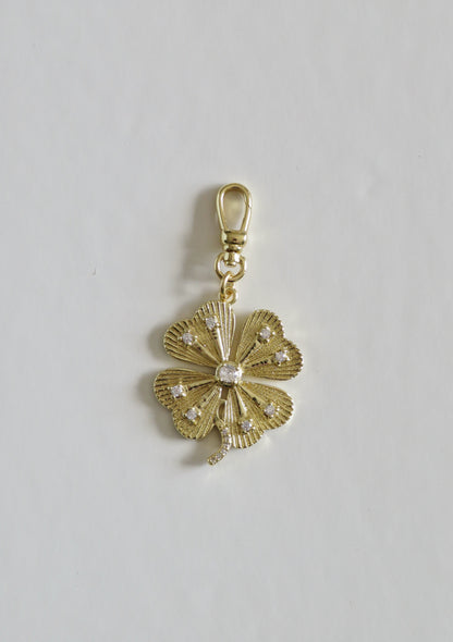 Diamond Clover Charm on Swivel Clasp