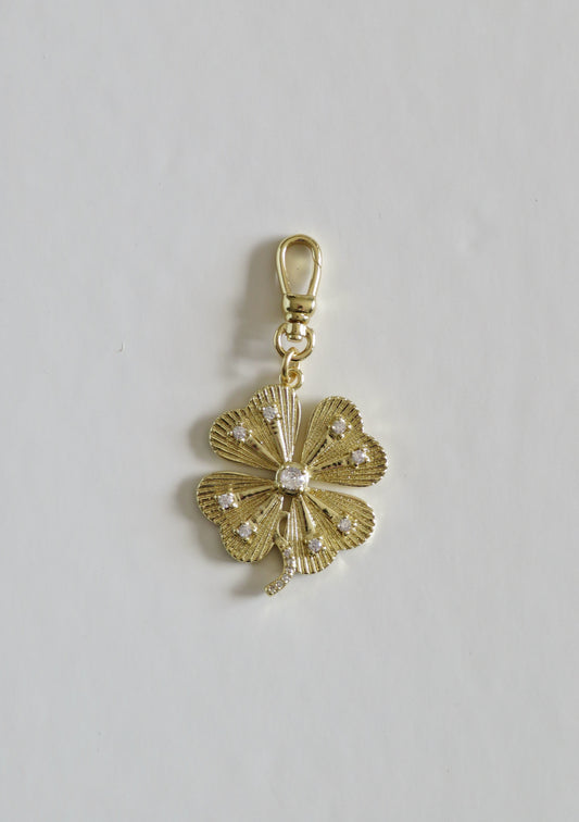 Diamond Clover Charm on Swivel Clasp