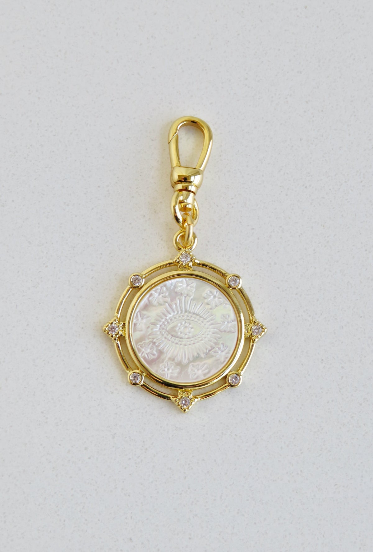 Celestial Perla Evil Eye Medallion with Hinged Clasp