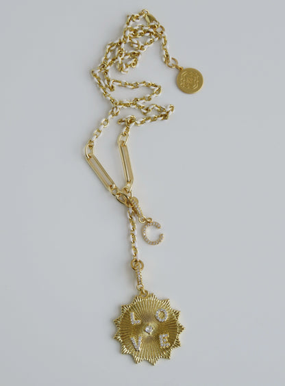 White Oval Link Lariat Charm Holder Necklace