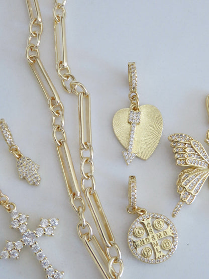 Golden Heart with Diamond Arrow Pendant on Clasp