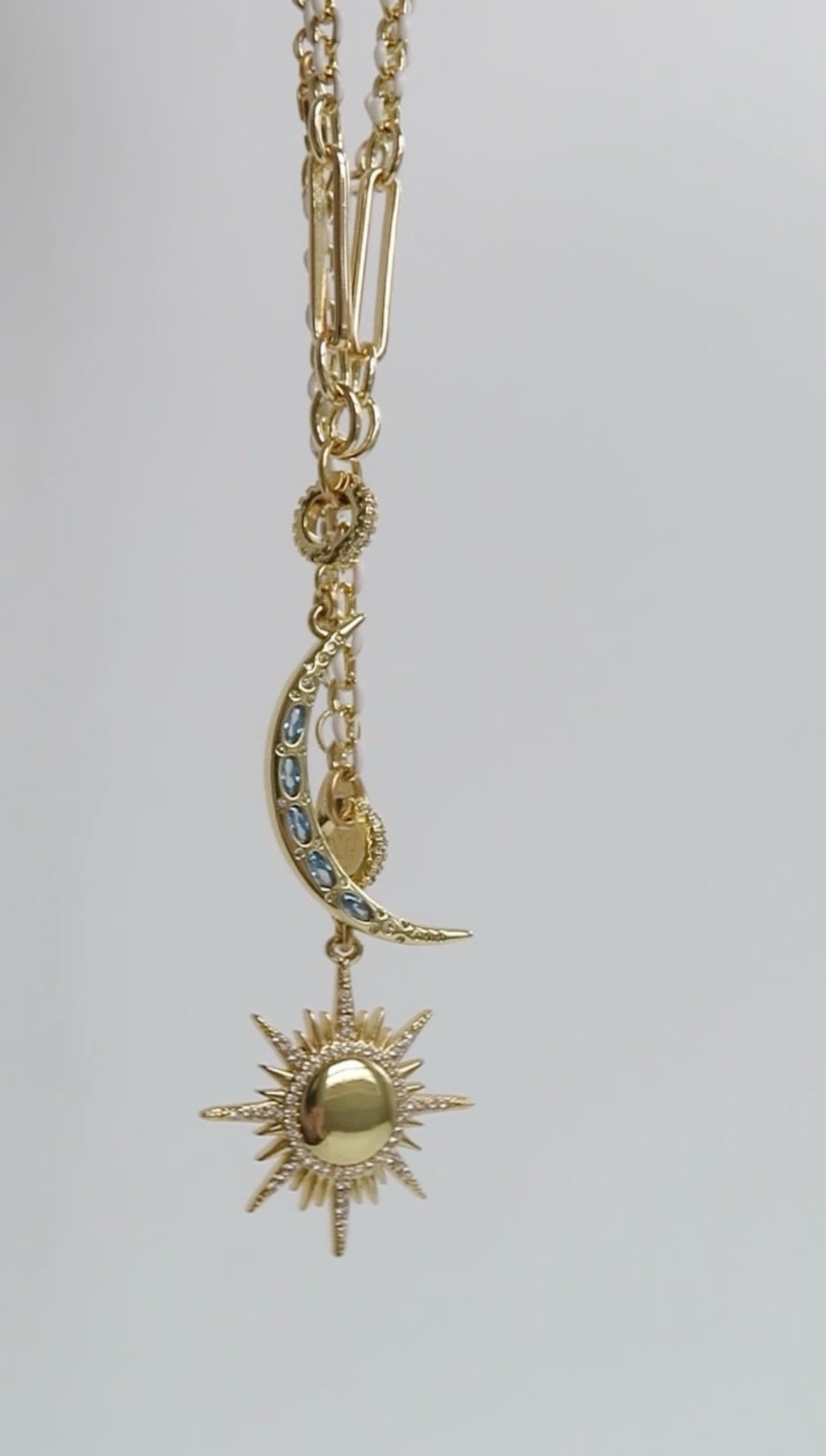Sky Blue Crescent Moon Charm on Clasp