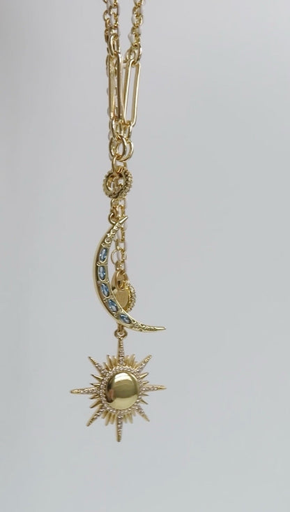 Sky Blue Crescent Moon Charm on Clasp