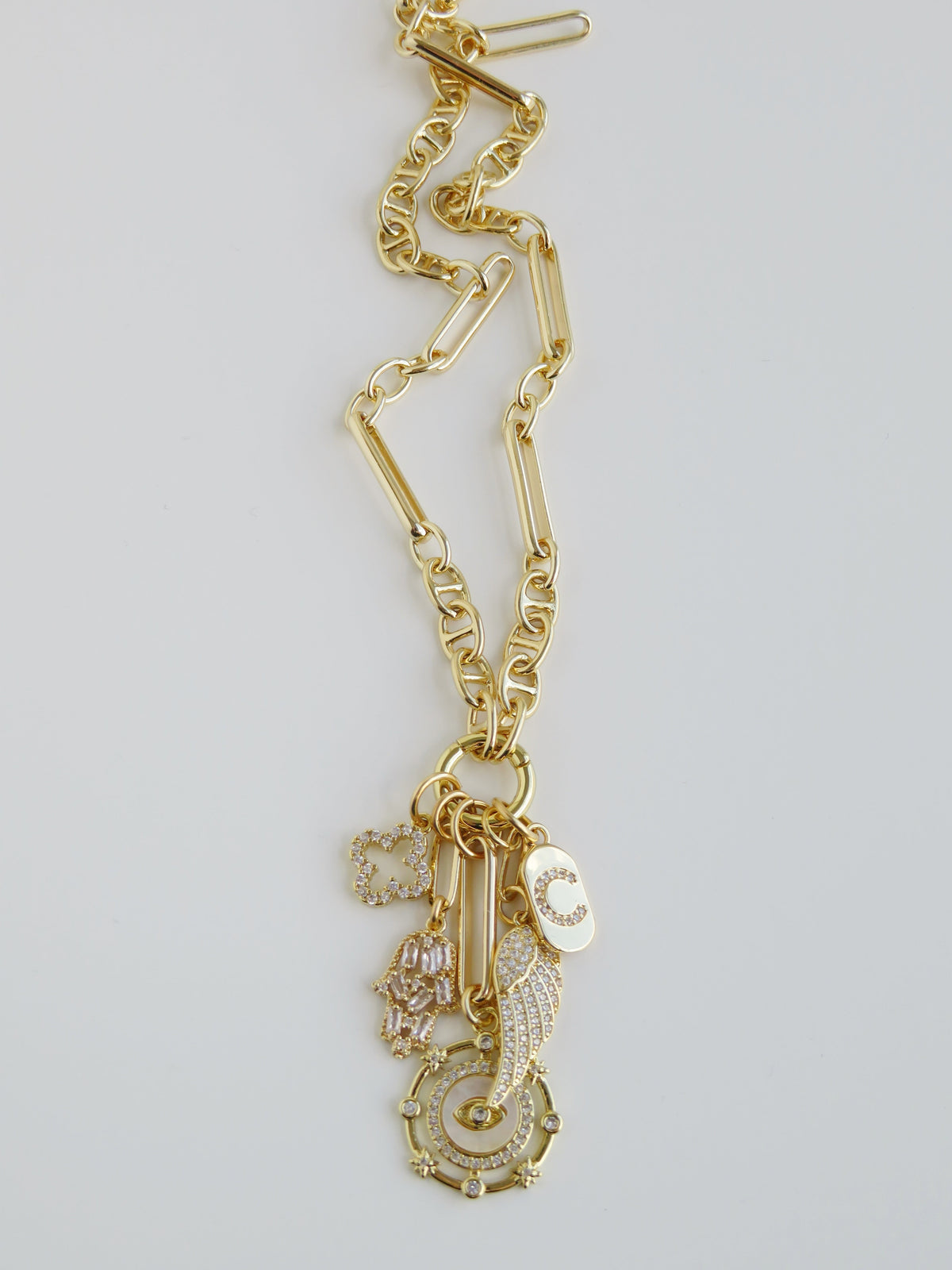 Love & Divine Guidance Charm Cluster Necklace - Sanxenxo Link