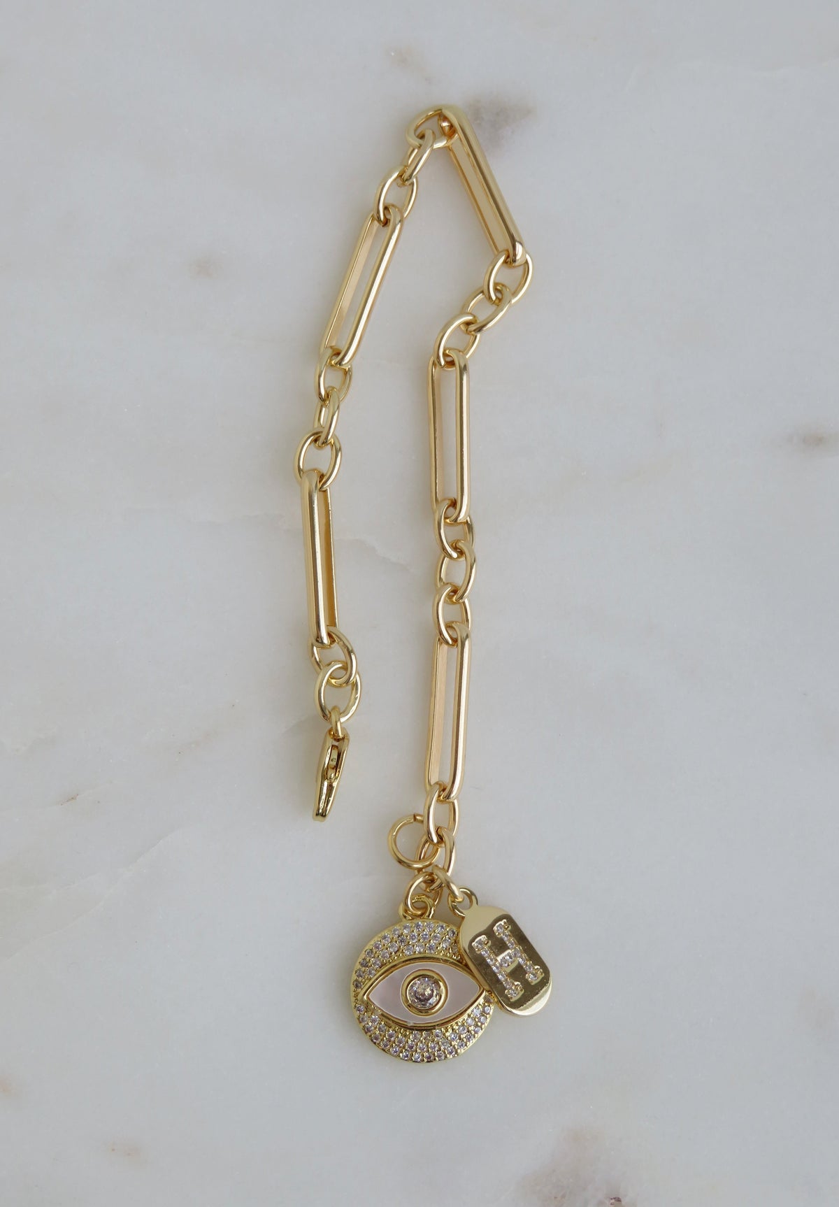 Perla Evil Eye & Initial Bracelet