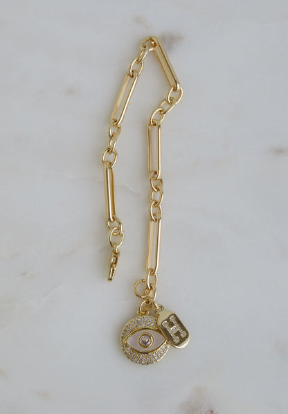 Perla Evil Eye & Initial Bracelet