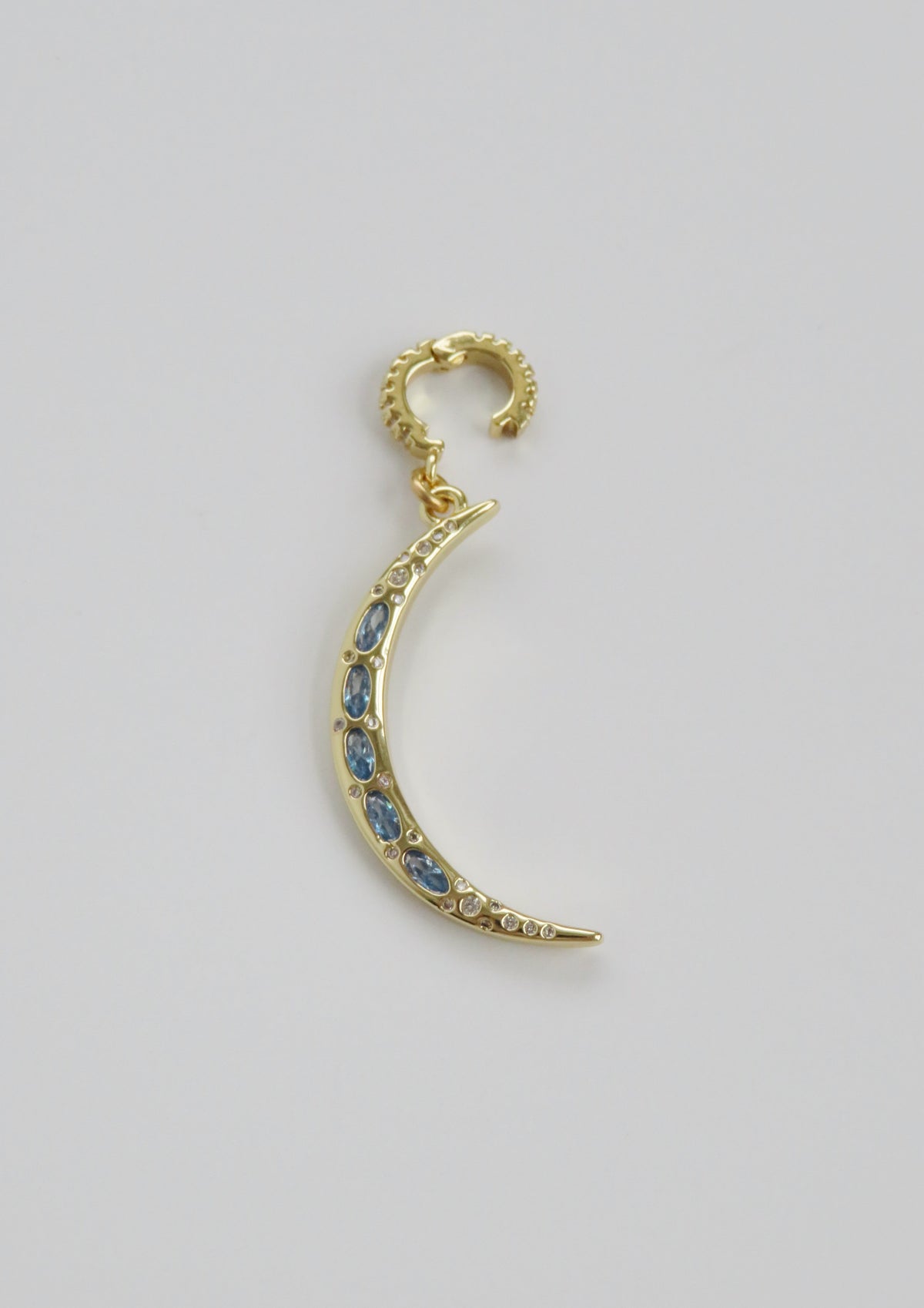 Sky Blue Crescent Moon Charm on Clasp