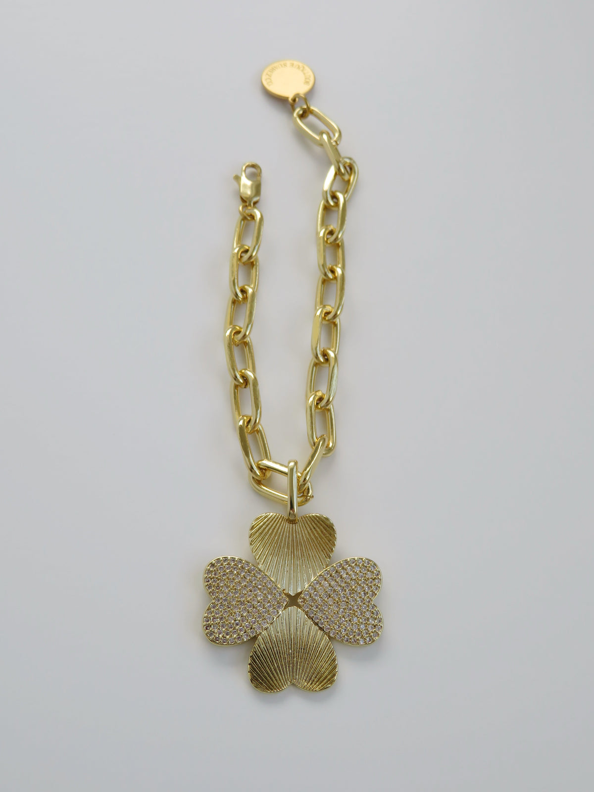 Diamond Heart Clover Charm