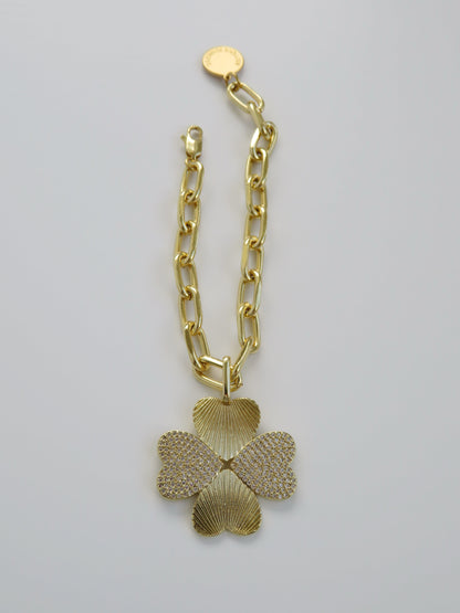 Diamond Heart Clover Charm