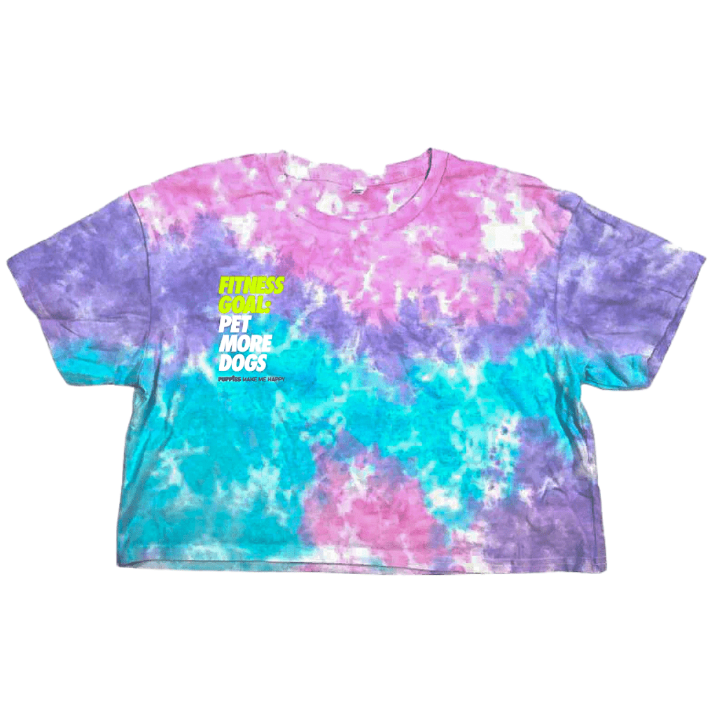 Fitness Goal: Pet More Dogs Cotton Candy Tie Dye Crop Tee | Made in USA | Last One in L