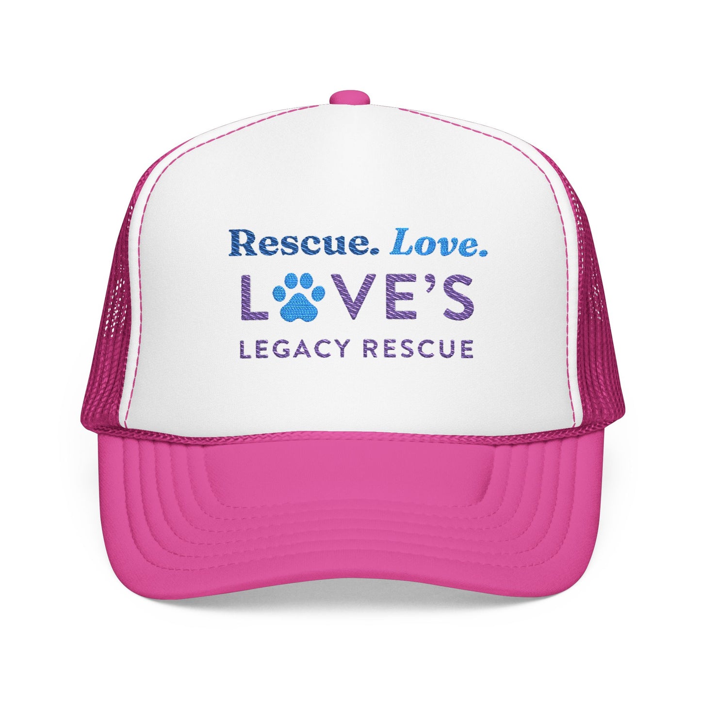 Rescue Love Legacy Rescue Foam Trucker Hat — Paw Print Pet Rescue Cap