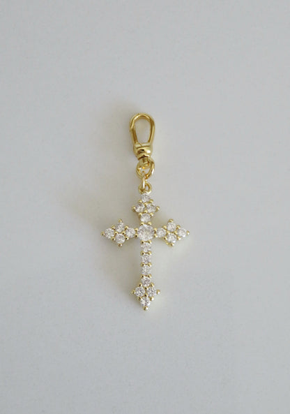 Diamond Holy Cross Charm on Hinged Clasp