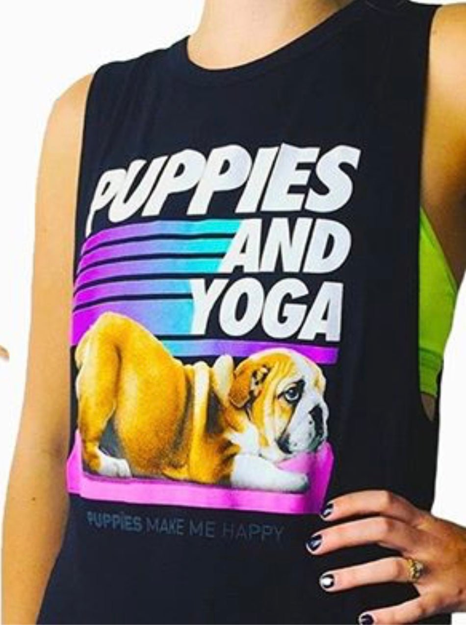 Puppies & Yoga OG Sleeveless Tank Top | Gift for Dog Moms