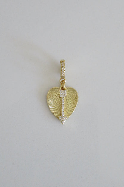 Golden Heart with Diamond Arrow Pendant on Clasp