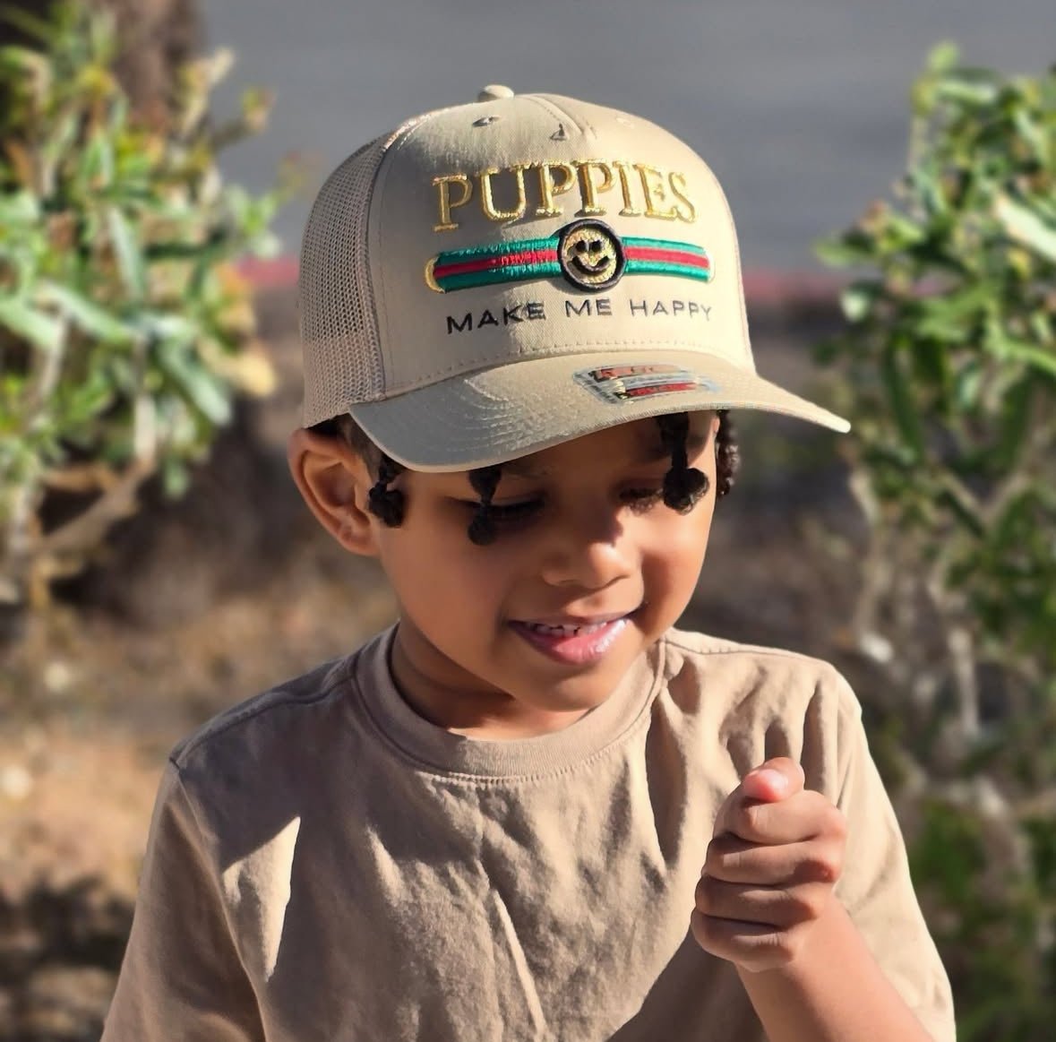 Pup Lux Dog Snapback Hat | Gift for Dog Lovers | Tan Trucker