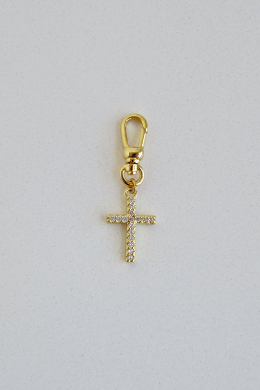 Diamond Holy Cross Charm on swivel clasp