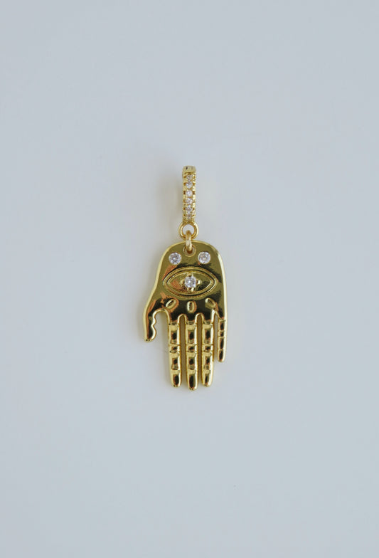 Hamsa Evil Eye Pendant- Hinged Clasp